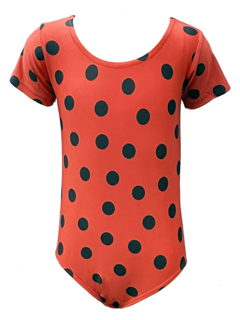 Little Girls Red Black Lady Bugs Short Sleeve Leotard 1T-8 - SophiasStyle.com